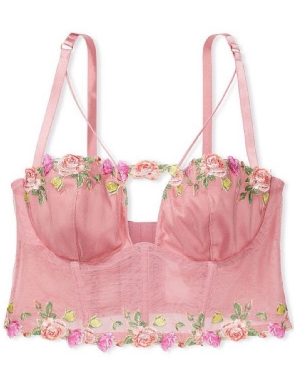 Victoria's Secret Pink Floral Longline Lace Bustier